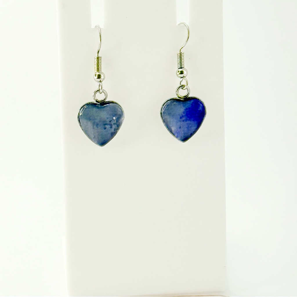 Chic Heart-Shaped Silver And Blue Earrings